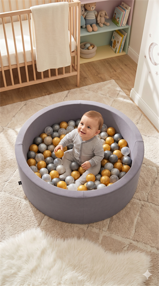 Wellgro Bubble Pops Gri Top Havuzu-Gri/Şeffaf/Gold