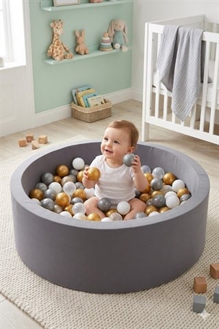Wellgro Bubble Pops Gray Ball Pool-Grey/White/Gold