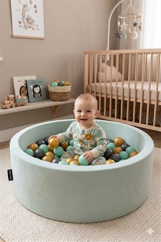 Wellgro Bubble Pops Mint Ball Pool-Mint/Gold/Gray