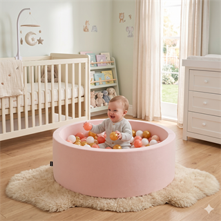 Wellgro Bubble Pops Pink Ball Pool-Pink/Gold/White