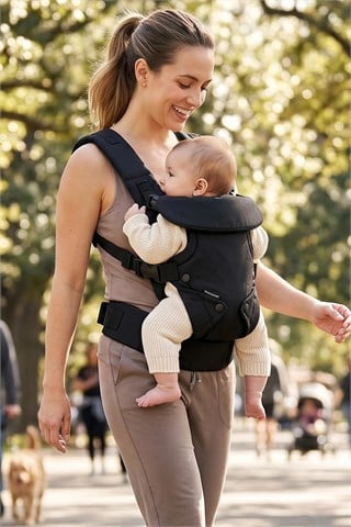 Wellgro Comfy 4 in 1 Bebek Taşıma Kanguru, Siyah