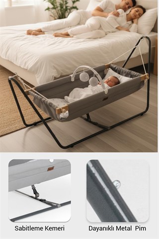 Wellgro Cozy Nest Hamak Beşik Gri, Anne Yanı Bebek Hamağı