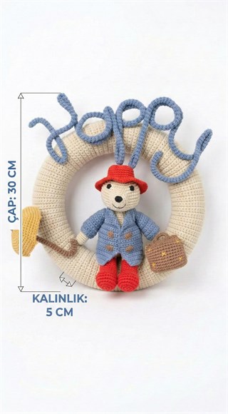 Wellgro Cuddly Amigurumis Ayıcık Çocuk Odası Kapı & Duvar Süsü