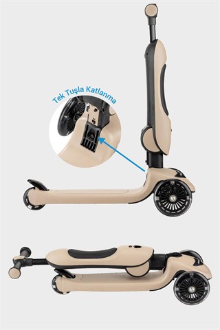 Wellgro Easy Go Oturaklı ve Işıklı Scooter, Kahve