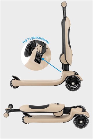 Wellgro Easy Go Oturaklı ve Işıklı Scooter, Kahve