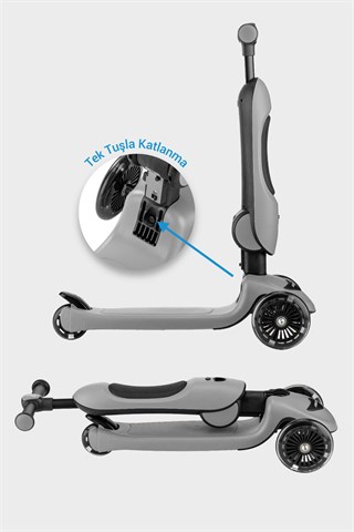 Wellgro Easy Go Oturaklı ve Işıklı Scooter, Gri