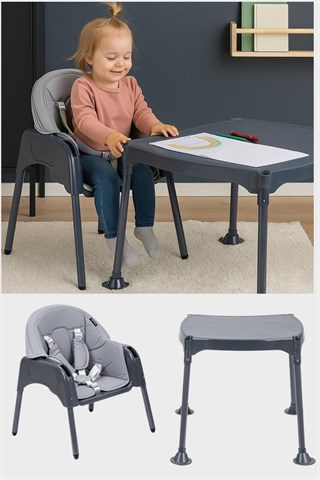 Wellgro Growup Çalışma Masalı Mama Sandalyesi, Gri