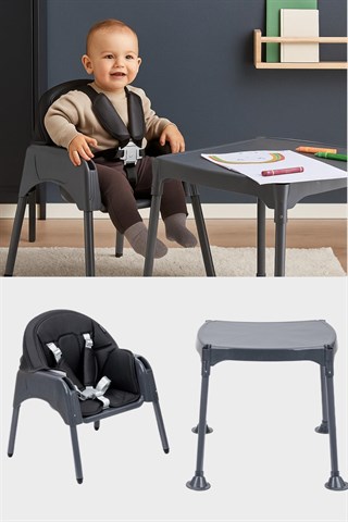 Wellgro Growup Çalışma Masalı Mama Sandalyesi, Siyah