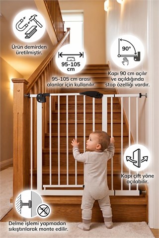 Wellgro Güvenlik Kapısı 96-105 cm Arası Kullanım İmkanı