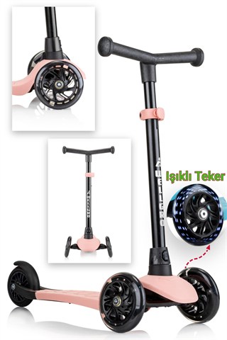 Wellgro Işıklı Scooter, Ayarlanabilir yükseklik, Ön Tekerleri Işıklı, Pembe