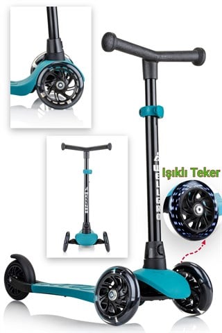 Wellgro Işıklı Scooter, Ayarlanabilir yükseklik, Ön Tekerleri Işıklı, Yeşil