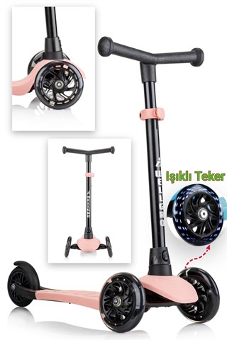 Wellgro Işıklı Scooter, Ayarlanabilir yükseklik, Ön Tekerleri Işıklı, Pembe