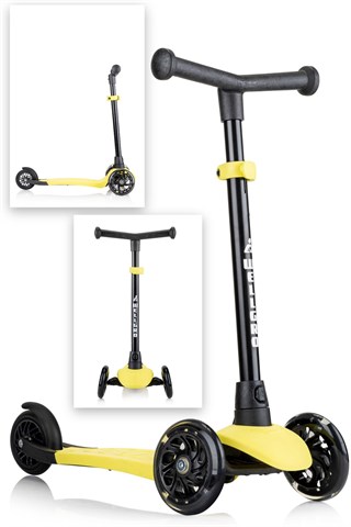 Wellgro Işıklı 3 Tekerli Yükseklik Ayarlı Scooter, Sarı