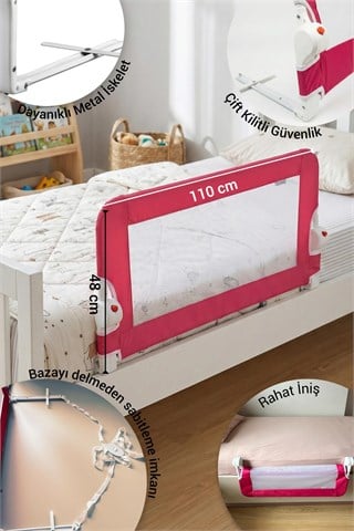 Wellgro Littles 110*48 cm Pembe Yatak Bariyeri, Çocuk Yatak Korkuluğu