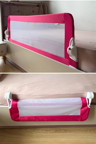 Wellgro Littles 110*48 cm Pembe Yatak Bariyeri, Çocuk Yatak Korkuluğu