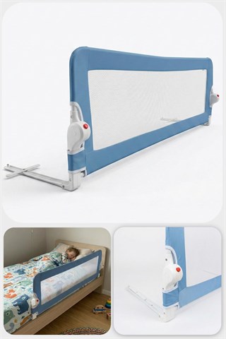 Wellgro Littles 150*48 cm Mavi Yatak Bariyeri, Çocuk Yatak Korkuluğu