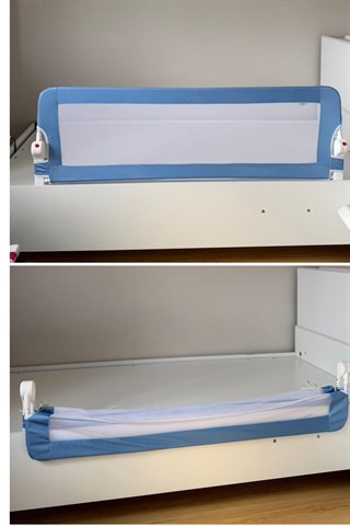 Wellgro Littles 150*48 cm Mavi Yatak Bariyeri, Çocuk Yatak Korkuluğu