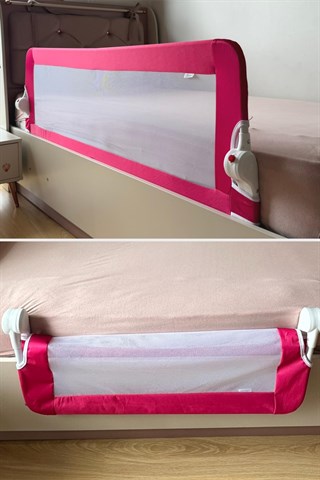 Wellgro Littles 150*48 cm Pembe Yatak Bariyeri, Çocuk Yatak Korkuluğu