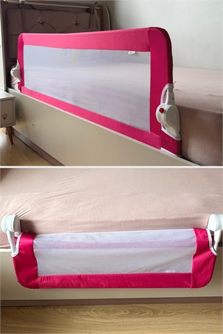 Wellgro Littles 150*48 cm Pembe Yatak Bariyeri, Çocuk Yatak Korkuluğu