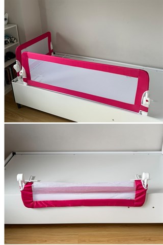 Wellgro Littles 150*48 cm Pembe Yatak Bariyeri, Çocuk Yatak Korkuluğu