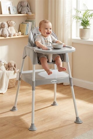 Wellgro Pretty 3in1 Çalışma Masalı Mama Sandalyesi, Gri