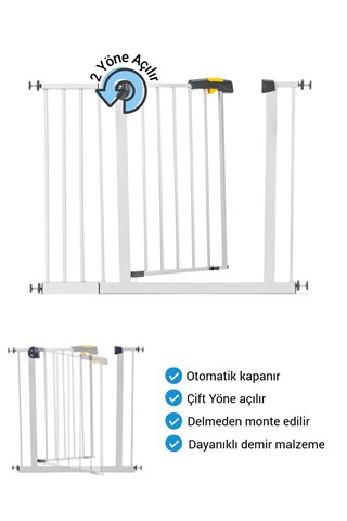 Wellgro Pro 95-100 cm Çocuk Güvenlik Kapısı, Merdiven Kapısı ve Korkuluk, Beyaz