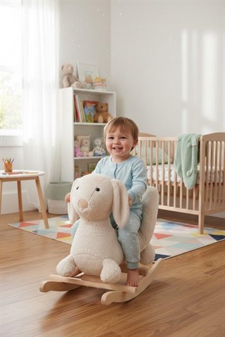 Wellgro Sallanan Oyuncak At, Sallanan Ahşap Tavşan Bej