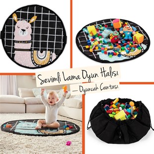 Wellgro Sevimli Lama Oyun Halı & Çanta-Pembe