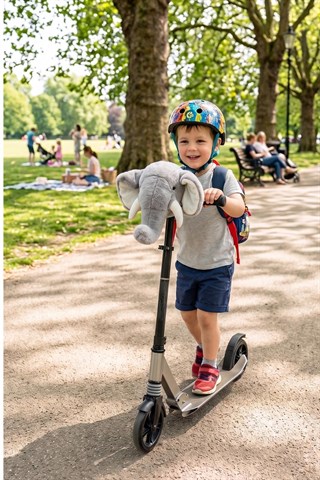 Wellgro Softyheads Çok Amaçlı Peluş Aksesuar - Scooter, Bisiklet, Bebek Arabası Başlığı, Fil