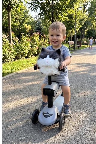 Wellgro Softyheads Çok Amaçlı Peluş Aksesuar - Scooter, Bisiklet, Bebek Arabası Başlığı, Kedi