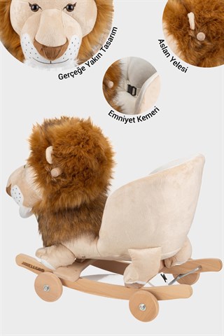 Wellgro Tekerlekli & Sallanan Oyuncak Aslan, Sallanan Ahşap Aslan