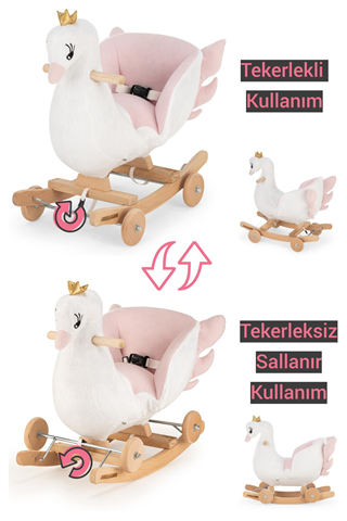 Wellgro Tekerlekli ve Sallanan Ahşap Kuğu