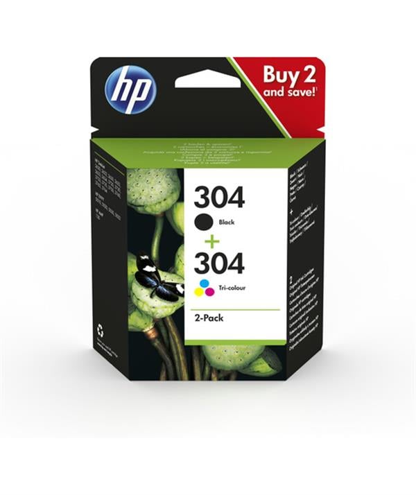 HP N9K05AE + N9K06AE 304 Siyah + Renkli Orıjınal Kartuş Seti