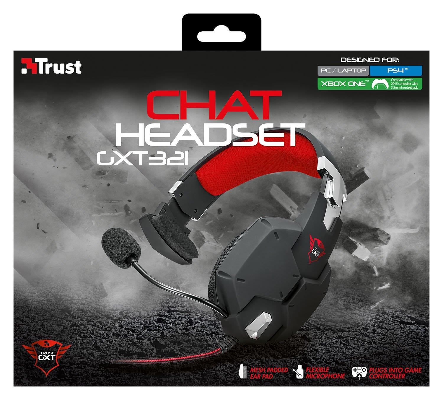 Trust GXT 321 Sohbet Oyun Kulaklığı PC, Dizüstü Bilgisayar, PS4 ve Xbox One için - Siyah
