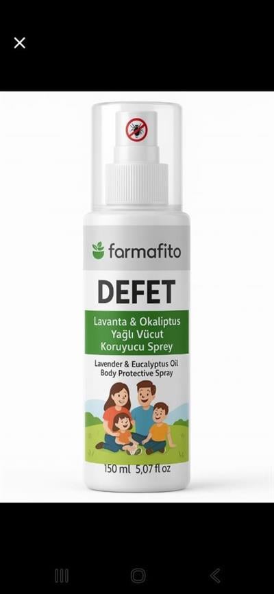 Farmafito Defet Lavanta ve Okaliptüs Yağlı Vücut Koruyucu Sprey 150 Ml