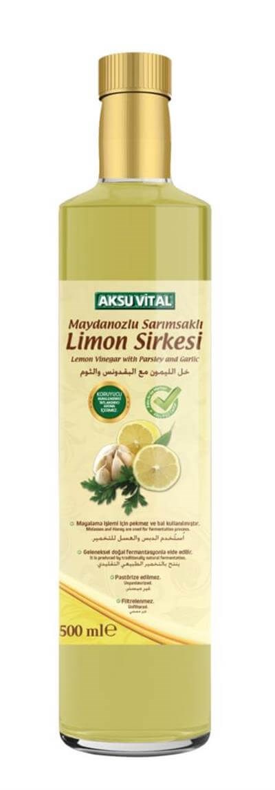 Aksu Vital Maydanozlu Sarımsaklı Limon Sirkesi 500 ml Katkısız Yüzde 100 Doğal