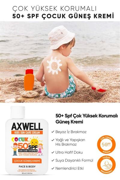 AXWELL Kids Sun Cream Çocuk Güneş Kremi Spf 50 100ml