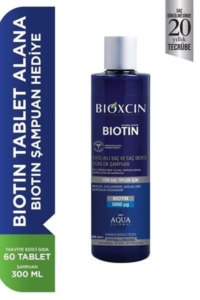 Bioxcin Biotin 5000 Mg 60 Tablet + Biotin Şampuan 300 Ml Hediyeli Set