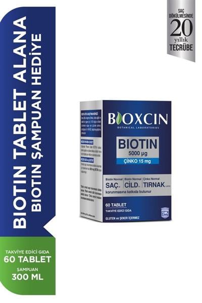 Bioxcin Biotin 5000 Mg 60 Tablet + Biotin Şampuan 300 Ml Hediyeli Set