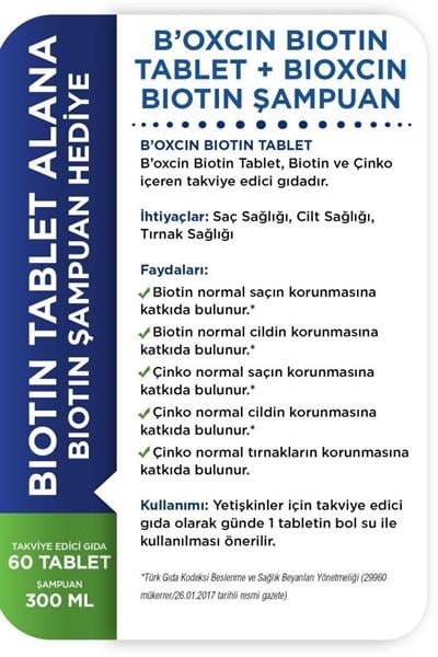Bioxcin Biotin 5000 Mg 60 Tablet + Biotin Şampuan 300 Ml Hediyeli Set