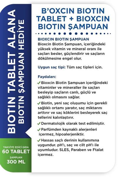 Bioxcin Biotin 5000 Mg 60 Tablet + Biotin Şampuan 300 Ml Hediyeli Set