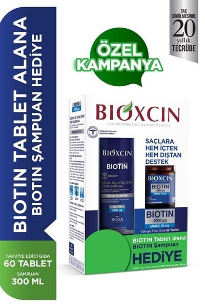 Bioxcin Biotin 5000 Mg 60 Tablet + Biotin Şampuan 300 Ml Hediyeli Set