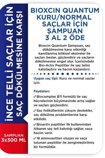 Bioxcin Quantum Kuru Normal Şampuan 3 Al 2 Öde