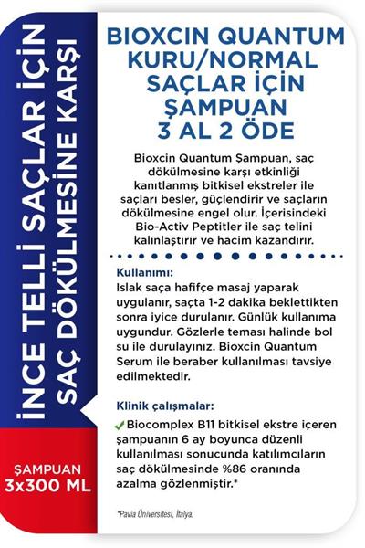 Bioxcin Quantum Kuru Normal Şampuan 3 Al 2 Öde