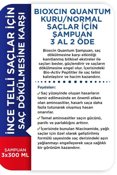 Bioxcin Quantum Kuru Normal Şampuan 3 Al 2 Öde