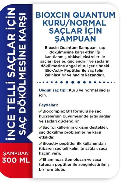 Bioxcin Quantum Kuru ve Normal Saçlar İçin Şampuan 300 Ml