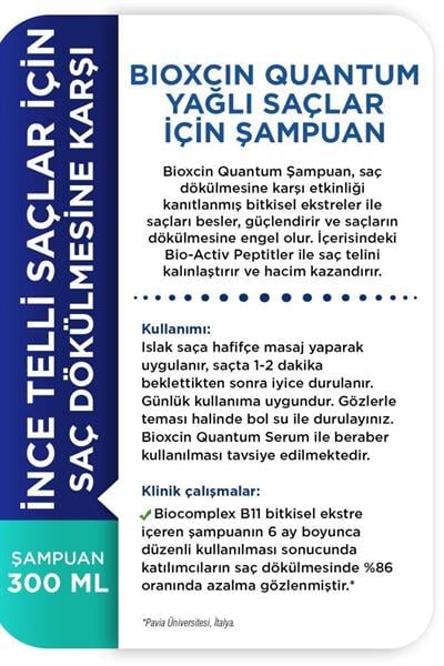 Bioxcin Quantum Yağlı Saçlar İçin Şampuan 300 Ml