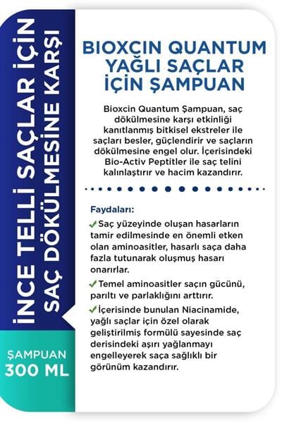 Bioxcin Quantum Yağlı Saçlar İçin Şampuan 300 Ml