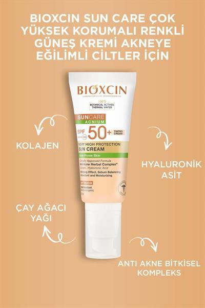 Bioxcin Sun Care Akneye Eğilimli Ciltler Için Renkli Güneş Kremi 50 Spf 