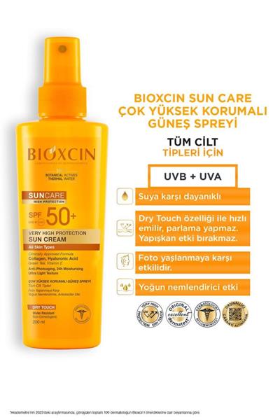 Bioxcin Sun Care Spf 50 Yüz Güneş Kremi 50 ml Kuru ve Normal Cilt + Vücut Güneş Spreyi 200 Ml